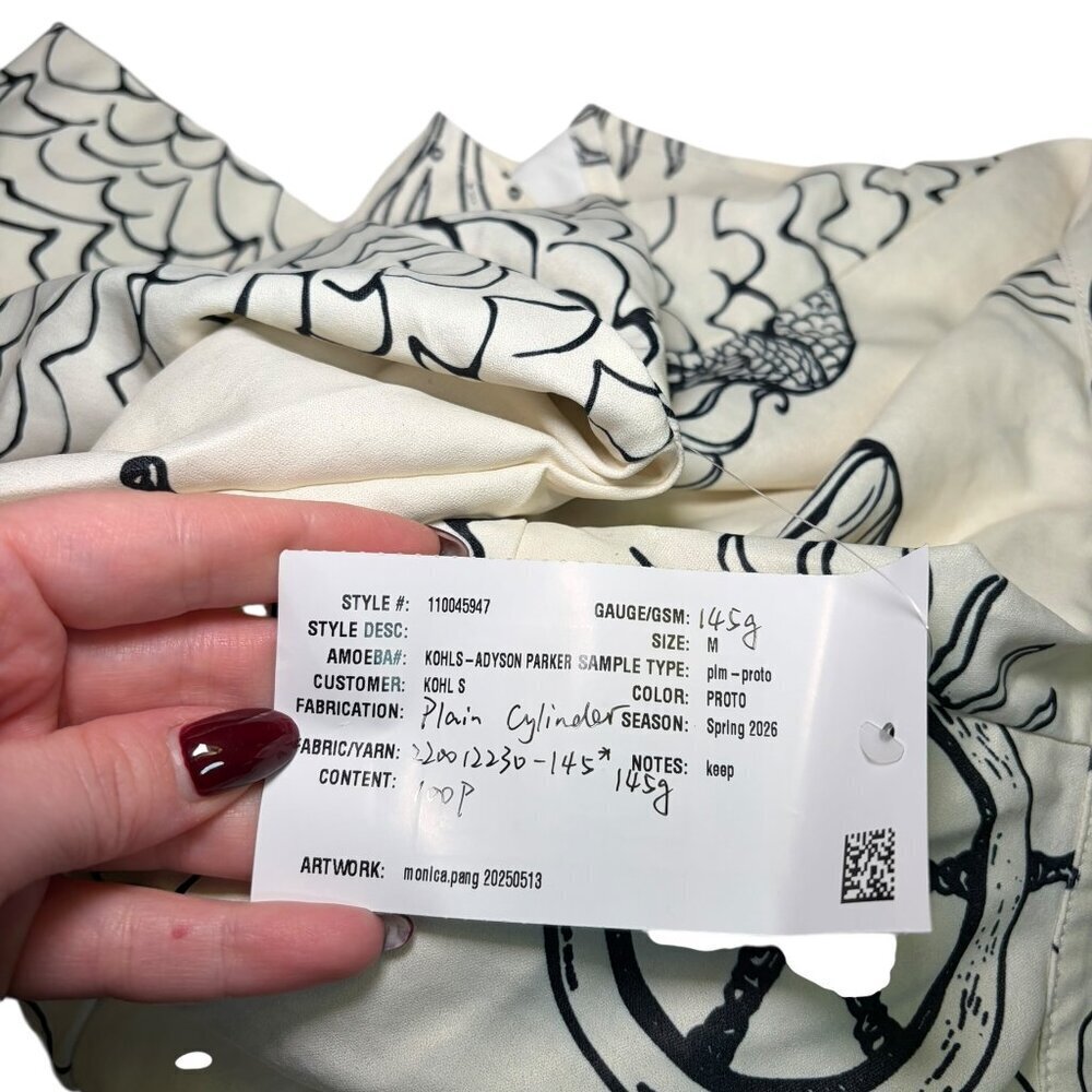 Adyson Parker Beach Print Tunic Top Medium White Black Sample Sale - Picture 5 of 5